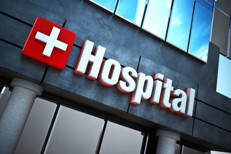 Hospital building sign