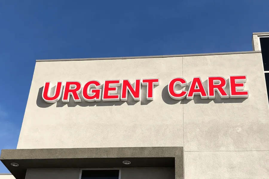Urgent Care sign on a medical center