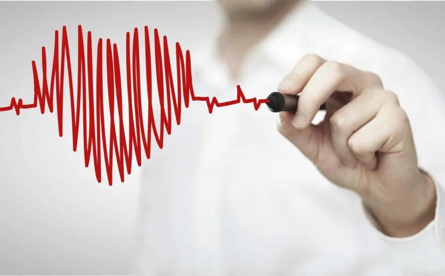 Heartbeat line drawn as a heart